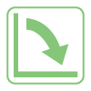 green square outline with downward trending arrow inside it